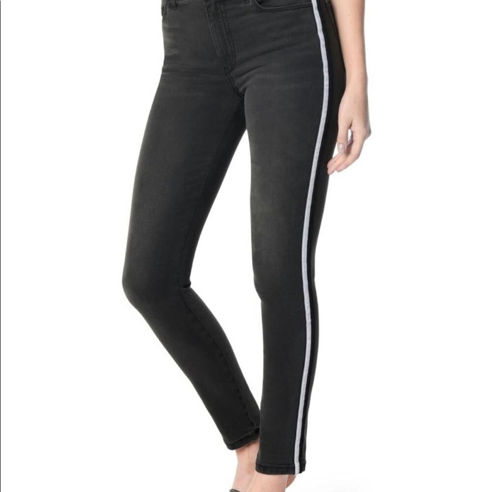 Joe's‎ Jeans Women's The Charlie Skinny Ankle Jean Gray Size 25 Velvet Stripes